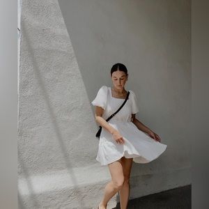 White Puff Sleeve Dress